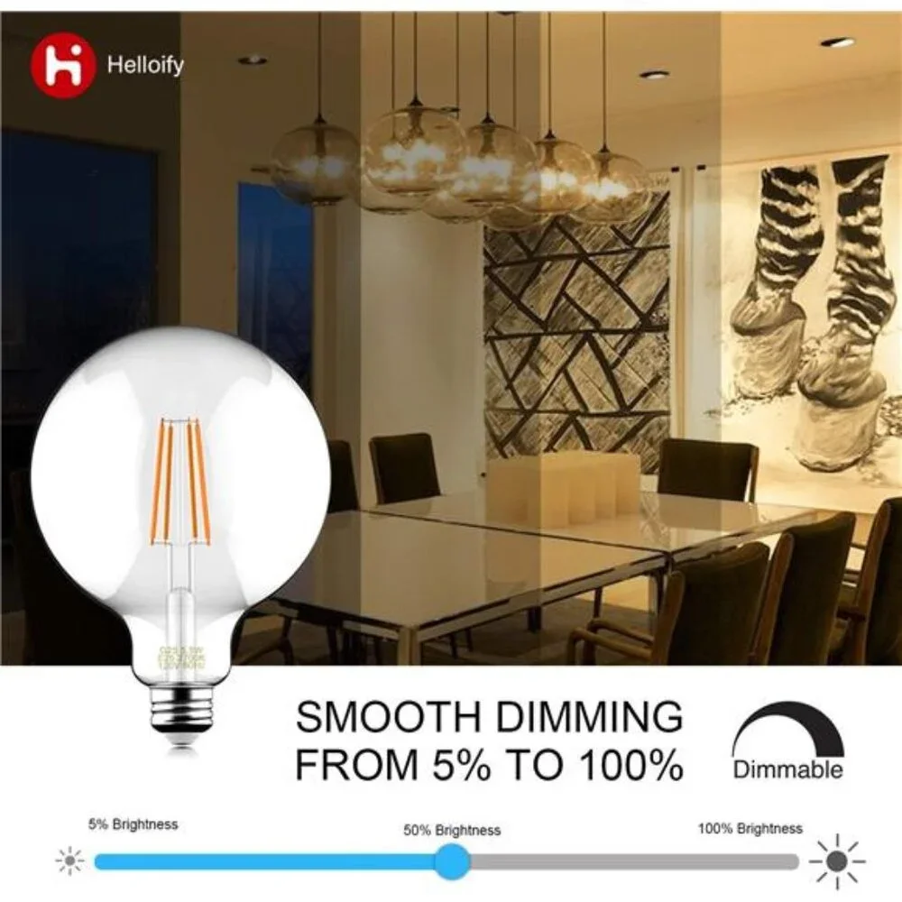 60W Equivalent Dimmable 5.5W Decorative Globe Vintage LED Edison Filament Bulbs
